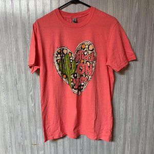 Factory Connection Salmon Pink Cactus Stuck on You Tee Shirt